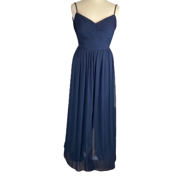 dessy navy blue bridesmaid dresses Alfred Sung Women's Bow Detail Ball Gown - Blue